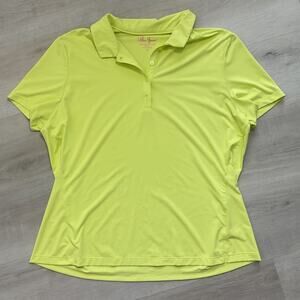 Lillie Green Womens Golf Polo Three Quarter Button Down 1XL
